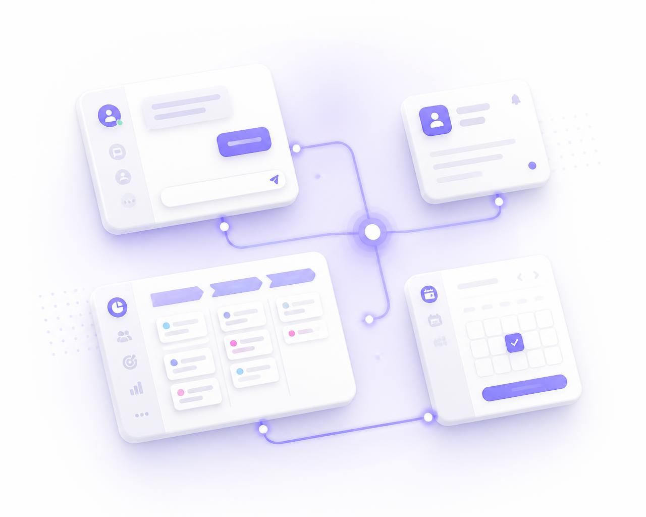 AI automation workflow connecting chat, lead alerts, CRM pipeline and appointment booking